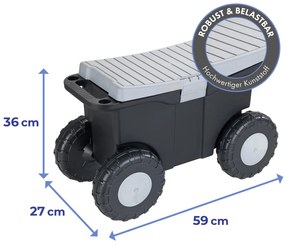 Wózek ogrodowy XXL, z siedziskiem i schowkiem 15 l, Maximex