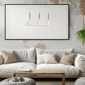 Lampa wisząca PERU WHITE 3xE27, potrójna, biała, złota