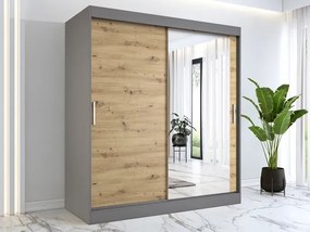 Szafa przesuwna antracyt + dąb artisan 180 cm - Massi 5X