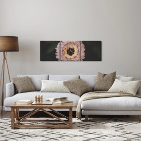 Obraz pomarańczowego kwiatu (z zegarem) (90x30 cm)