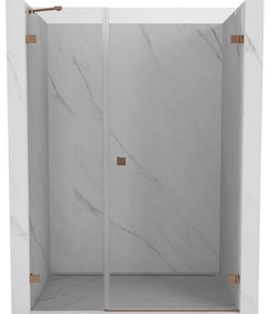 Mexen Lunar-B drzwi prysznicowe uchylne prawe 125 cm, transparent, miedź szczotkowana - 832S-125-050-65-00-P