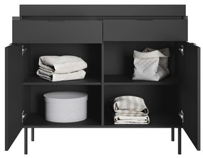 Komoda dwudrzwiowa Sentia 105 z dwoma szufladami - czarny / czarny