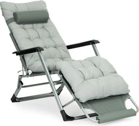Leżak ogrodowy, składany, z poduszką Malta 010, szary