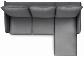 Narożnik z funkcją spania Taila Mini prawostronny - szary welur Velluto 18 / czarne nogi