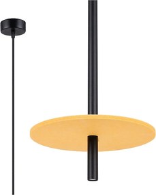 Lampa wisząca nowoczesny Feltro, filc/stal - 1 źródło - L.30 x H.126 cm - żółty/czarny