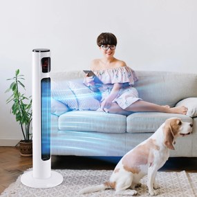 HOMCOM Wentylator kolumnowy 45 W biały+czarny 96 cm