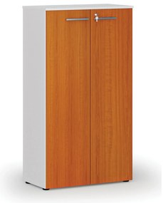 Szafa biurowa z drzwiami PRIMO WHITE, 800 x 420 x 1434 mm, biały/wiśnia