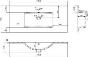 Mexen Atena umywalka wpuszczana w blat 101 x 46 cm, biała - 25011000