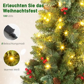 HOMCOM Sztuczna choinka 120 cm z 100 LED, 8 trybów, 214 gałązek | Aosom PL