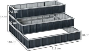 Outsunny podwyższona grządka ze stali, 118 cm x 118 cm x 62 cm