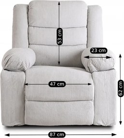 Fotel Rozkładany z Podnóżkiem ARTURO Szary Nowoczesny