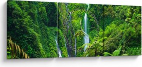 Obraz - Wodospady Madakaripura, Jawa Wschodnia, Indonezja (z zegarem) (90x30 cm)