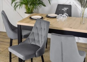 Elegancki rozkładany stół Dritto 160-230x80 do jadalni z płyty laminowanej w kolorze dąb artisan / czarny