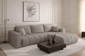 Narożnik z funkcją spania i pojemnikiem MILO PREMIUM, tkanina Wind, Piaskowy, Prawy