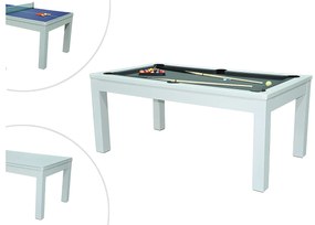 Biały rozkładany stół - Bilard i Ping-pong - Dł.182 x Szer.102 x Wys.80 cm - HENK