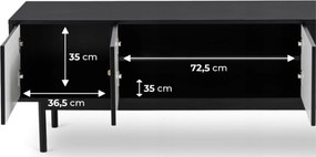 Szafka RTV w stylu glamour Marlen 155 cm, kolor czarny