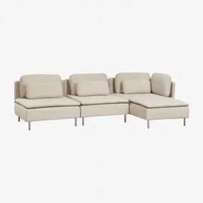 Sofa Modułowa Oriol 3-częściowa, Prawa, Leżanka Leżak Z Podłokietnikami & Tkaniny Beżowy Krem - Sklum