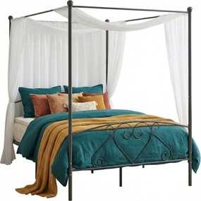 Szare metalowe łóżko z baldachimem 180x200 cm K2-W72