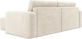 Kremowy rozkładany/ze schowkiem narożnik z tkaniny szenilowej (prawostronny/z szezlongiem) Kona – Makamii