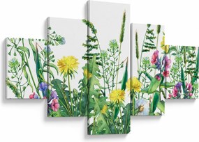 Obraz - Malowane kwiaty łąkowe (125x70 cm)