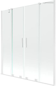Mexen Velar Duo parawan nawannowy 2-skrzydłowy rozsuwany 140 x 150 cm, transparent, biały - 896-140-000-02-20