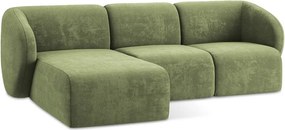 Zielony narożnik z tkaniny szenilowej (lewostronny/z szezlongiem) Lani – Makamii