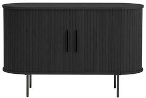 Czarna komoda w dekorze dębu z drzwiami przesuwnymi 120x76x45 cm Nola – Unique Furniture