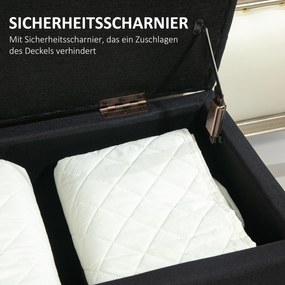 HOMCOM Ławka z Przestrzenią na Przechowywanie, Tapicerka w stylu Lnianego Poliestru, Drewno Kauczukowe, Czarna, 100 x 40 x 44 cm