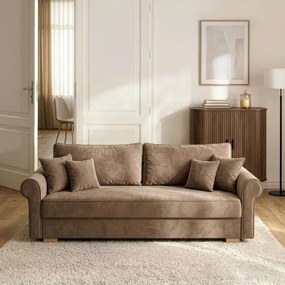 Sofa z Funkcją Spania RELON Beżowa Glamour