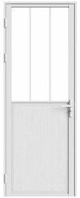 Dwuskrzydłowe drzwi wahadłowe z aluminium i szkła hartowanego w stylu industrialnym - wys.204 x szer.83 cm - Białe - ERMELO