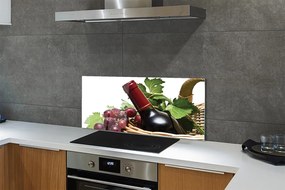 Panel szklany do Kuchni Kosz Pełen Winogron i Wino