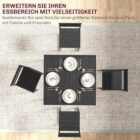 3-częściowy zestaw wysokiego stołu HOMCOM, zestaw 3-częściowy, 2 krzesła, 1 stół, 90 cm x 47 cm x 76 cm, czarny