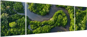 Obraz - Krajobraz leśny z rzeką (170x50 cm)