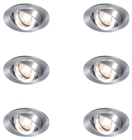 Zestaw 6 nowoczesnych, uchylnych reflektorów wpuszczanych - Club