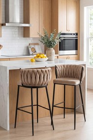 Beżowy tapicerowany hoker glamour z oparciem Z7-G44