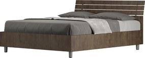 Łóżko wyposażone w stelaż z listwami z pojemnikiem 140x200 Nachylony zagłówek z listwami orzech Ankel