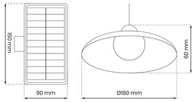 Lampa Solarna Saturn Pojedyńcza, wisząca, zewnętrzna