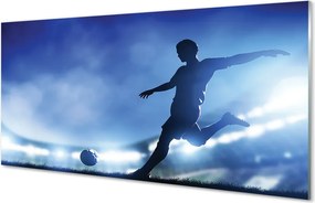 Szklany Panel Piłkarz w Blasku Neonów