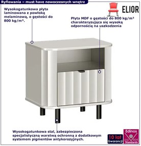Biała ryflowana szafka nocna na nóżkach D2-E29
