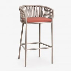 Wysoki Stołek Z Podłokietnikami Z Plecionej Liny Arhiza Brązowy Moka - Terakota & ↑75 Cm - Sklum