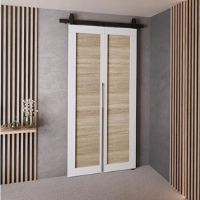 Drzwi Przesuwne QUDIO M1 Biały + Dąb Sonoma 80