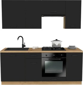 Zestaw Mebli Kuchennych MODERN 200 cm Czarny Loftowy