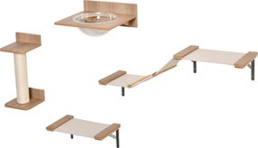 PawHut Ścianka Wspinaczkowa dla Kotów 4-częściowa Brązowa 100x25.5x17.5cm | Aosom PL