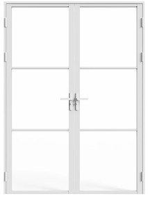 Odwracalne drzwi dwuskrzydłowe z aluminium i szkła hartowanego – 2 x Wys. 204 x Szer. 83 cm – Białe – MASERU