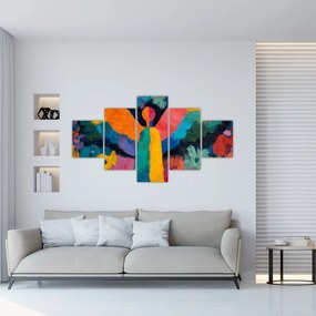 Obraz - Abstrakcyjny anioł z kwiatami (125x70 cm)