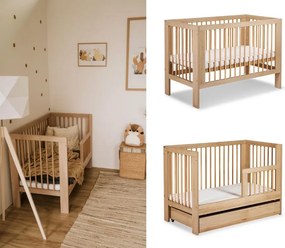 Łóżeczko dziecięce Olivia 120x60 z funkcją sofki, kolor buk