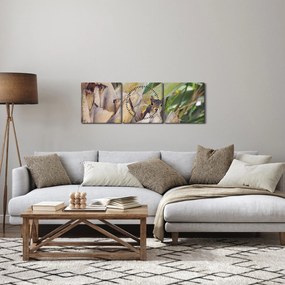Obraz wiewiórki na drzewie (z zegarem) (90x30 cm)