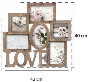 Ramka na zdjęcia LOVE z miejscem na 6 fotografii