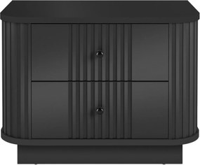 Zestaw szafek nocnych Vesper 56 cm na cokole - czarny / czarne uchwyty