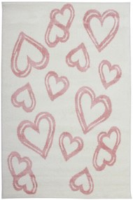 Dywan Merlin Serduszka Biały/Róż 133x190 Prostokąt